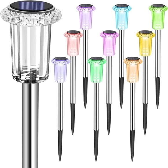 New Solar Outdoor Lights for Garden Yard Path Walkway, 10 Pack - Picture 1 of 6